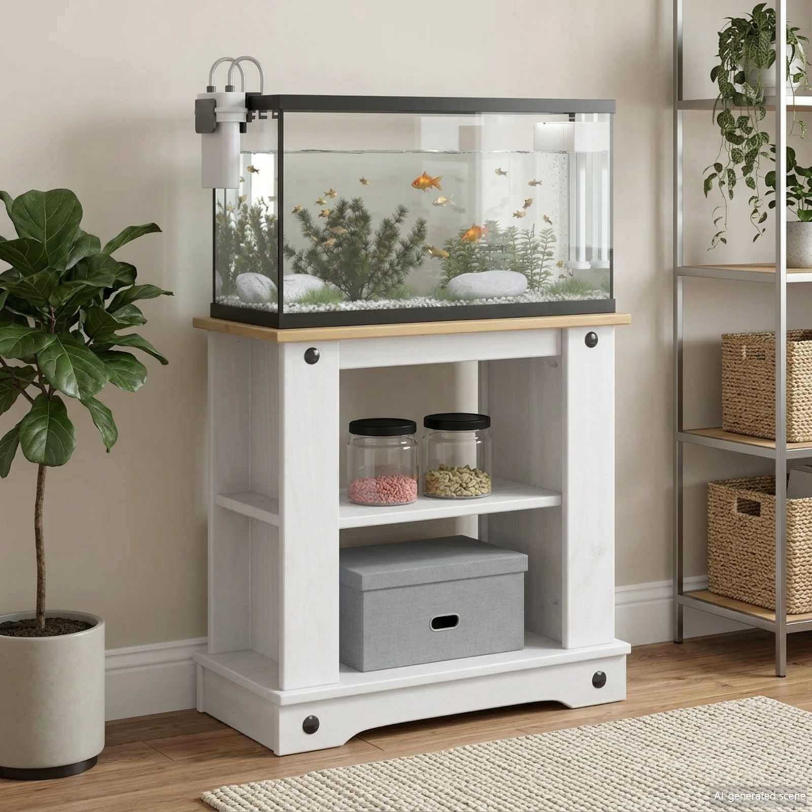 vidaXL Soporte para Acuarios Corona y marrón 60 x 30 x 60 cm, Soporte para acuario, mueble moderno para estanques, exhibición interior y suministros, base para vida marina