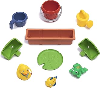 Step2 Pump & Splash Discovery Pond Plastic Paddling Pool for Kids | Garden Water Toy with 10 Piece Accessory Set