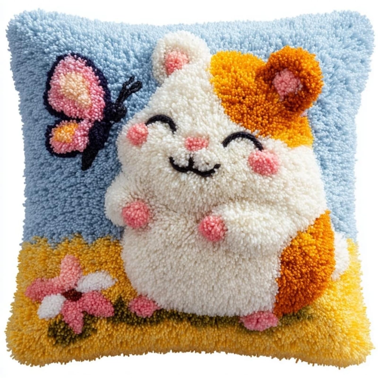 WallustrioaW Latch Hook Cushion Kits for Adults,Hamsters and Butterflies