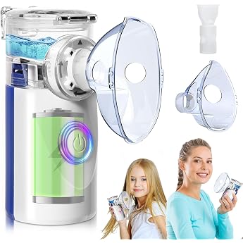 Inhaler Device with USB Charging Function Inhaler Devices for Adults Children Portable Nebuliser Set Ultra Quiet Adjustable Atomization Speed & Self-Cleaning Function