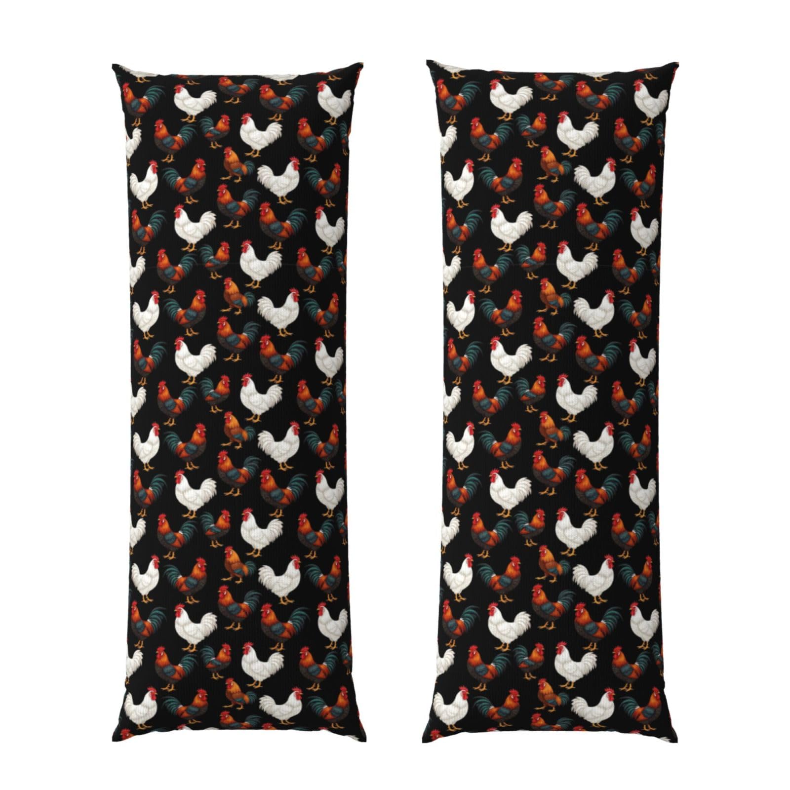 Body Pillow Cover 20x60 Chicken Hens Rooster, Premium Velvet Long Pillowcase with Hidden Zipper, Breathableffy Rectangular Case for Bedroom Home