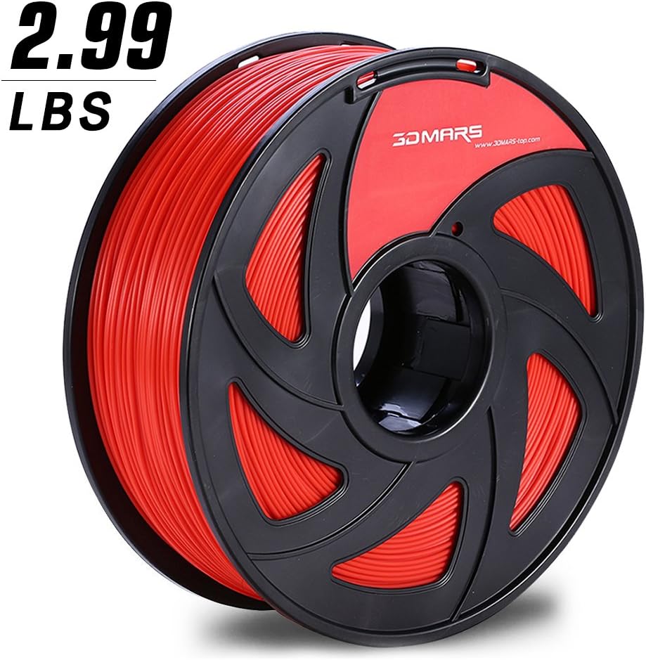 3D Mars RED PLA 1.75mm 3D Printing Filament,3D Printer Filament 1.75mm PLA,Dimensional Accuracy +/- 0.05mm,1.2kg Spool,1.75 mm PLA 3D Filament for Most 3D Printer & 3D Printing Pen