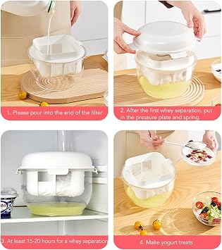 High Volume Yogurt Whey Separator, Circular Yogurt Strainer with Fine Mesh Maker Filter for Efficient Home Kitchen Use