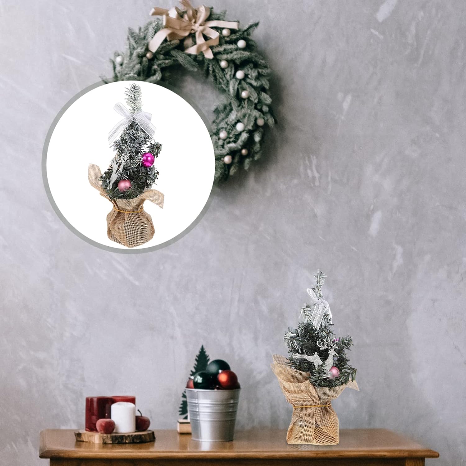 YYZKYTO Desktop Ornament Snow Frost Tree Miniature Tree Figurine Topper for Christmas Party Table Centrepieces Commemoration Day