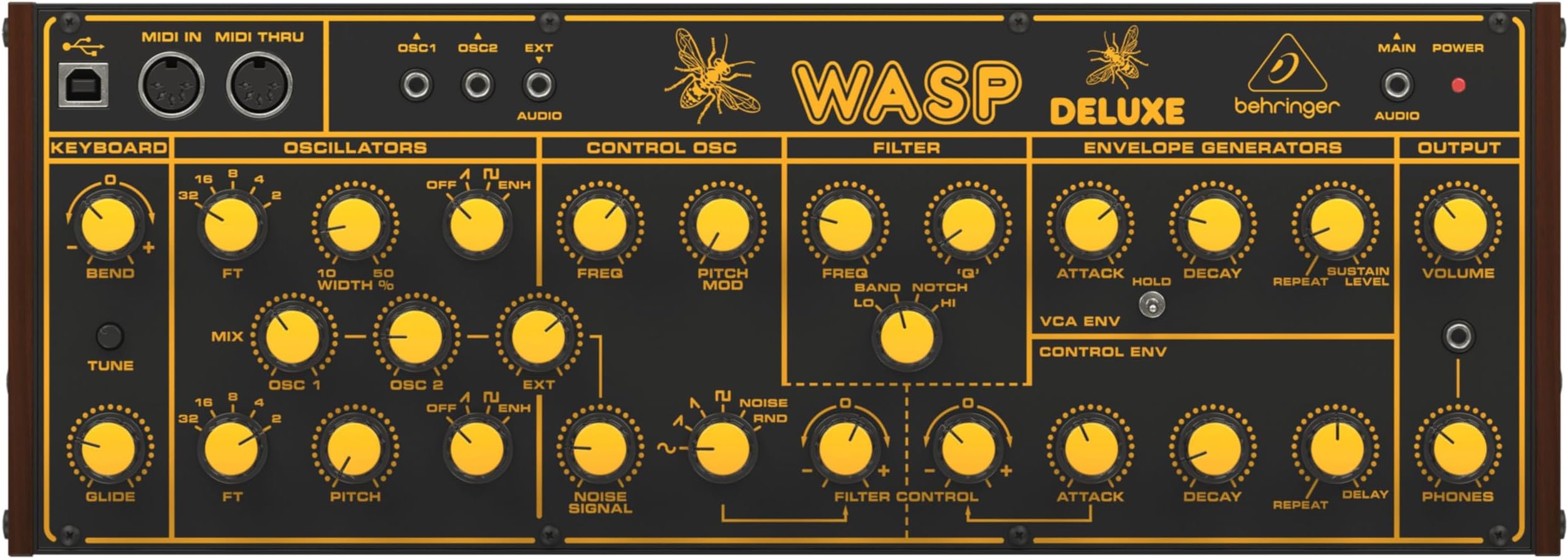 WASP DELUXE Legendary Analog Synthesizer with Dual OSCs, Multi-Mode VCF, 16-Voice Poly Chain and Eurorack Format