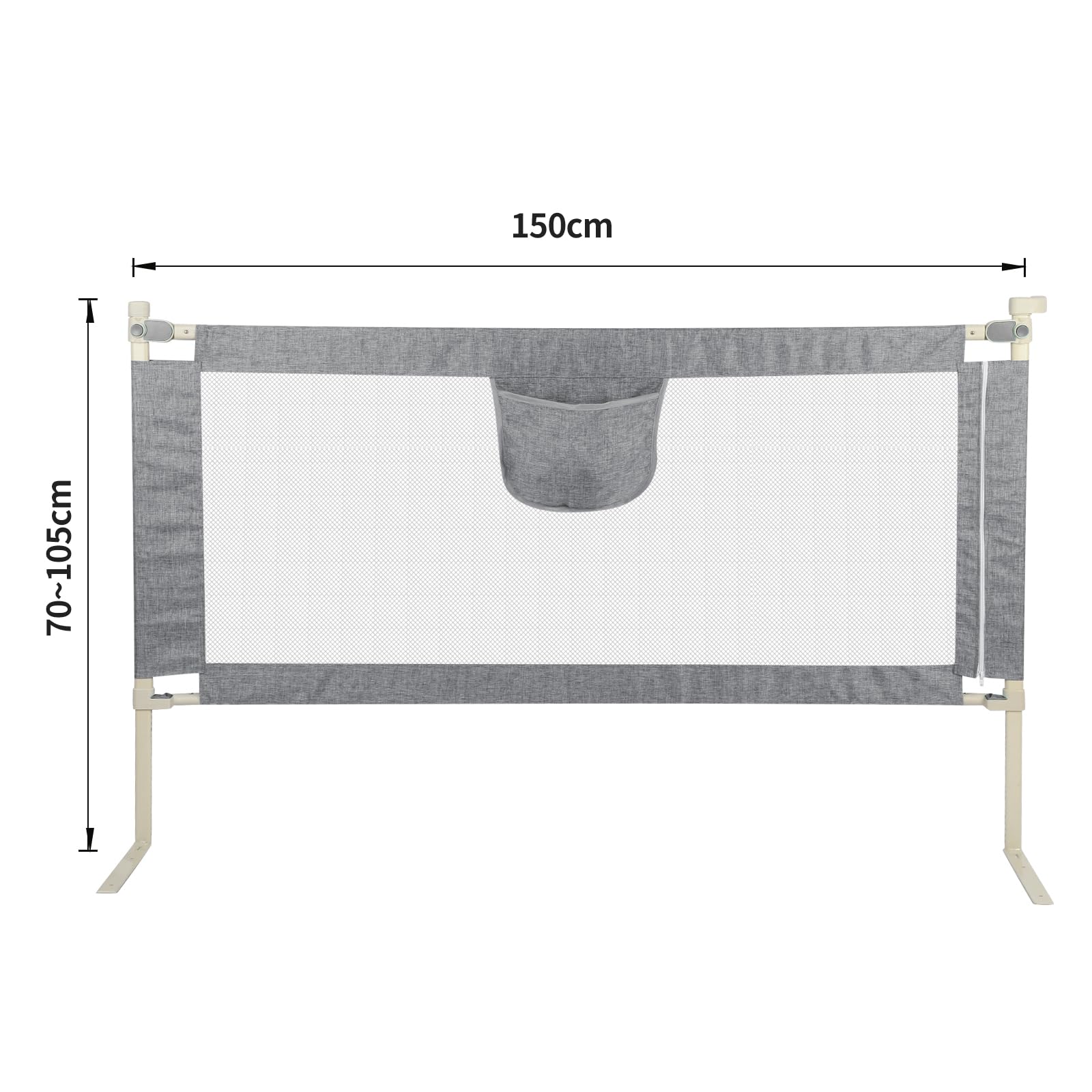 Barriere de Lit Enfants Barrière de Lit Portable Bébé Barrière de Sécurité de Lit Enfant Rail de Lit Anti-Chute pour Bébés,barrière de lit pour Enfants en Bas âge (Gris, 150cm)