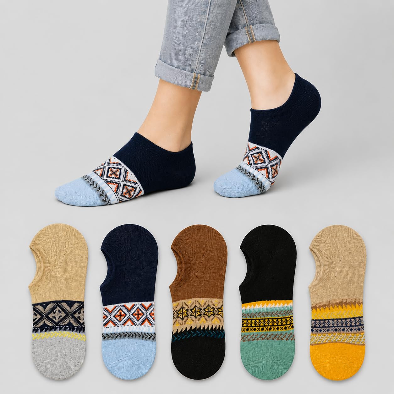 No Show Socks for Women Pack of 5 | Invisible Sneaker Socks | Breathable Cotton Low Cut Loafer Socks | Soft Comfortable Daily Wear Footwear Liners Low Cut Running Gym Walking Casual Daily Wear Socks-picture-52
