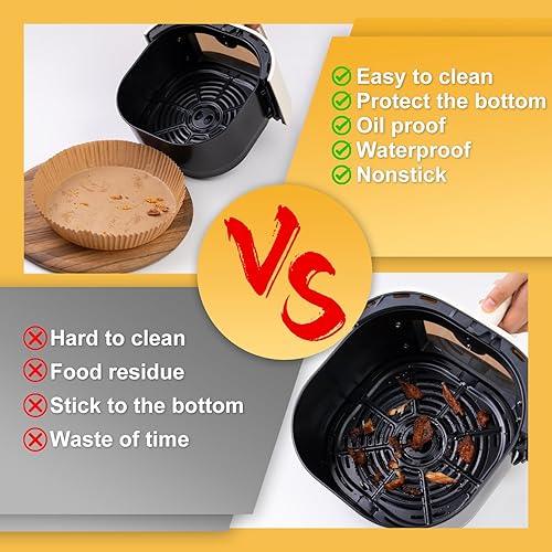 Miniatura 4 de Papel pergamino para freidora de aire, 100 forros cuadrados para freidora de aire, hojas de papel desechables antiadherentes para freidora de aire,