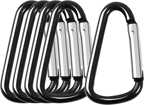 Miniatura 1 de uxcell 5 clips de mosquetón para llavero, gancho de resorte de aluminio, clips en forma de anillo en D para colgar, llavero de bloqueo para puerta