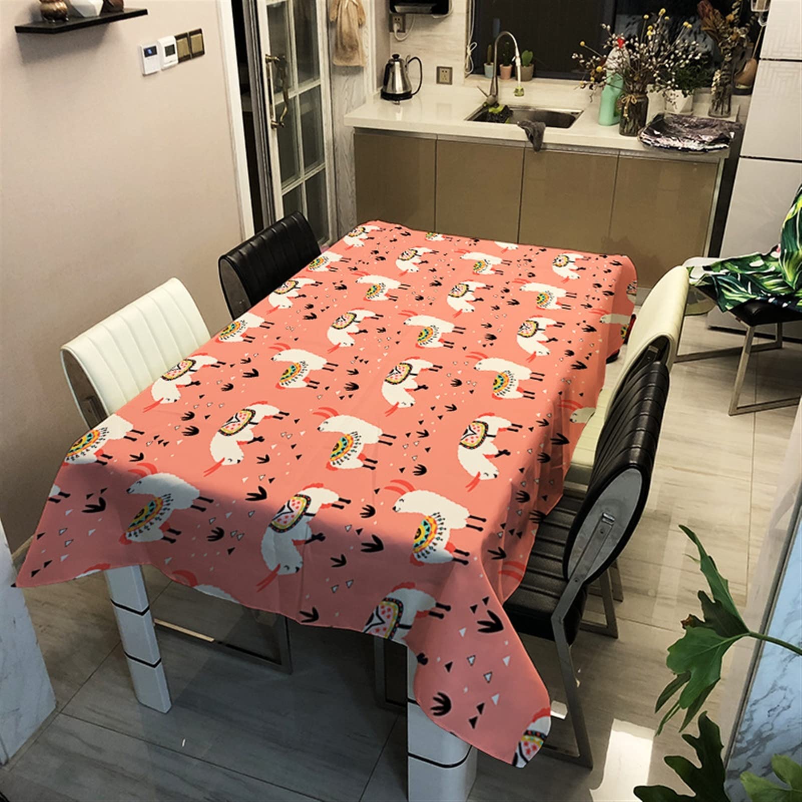 Nappe imperméable rectangulaire en motif feuilles pour table de cuisine