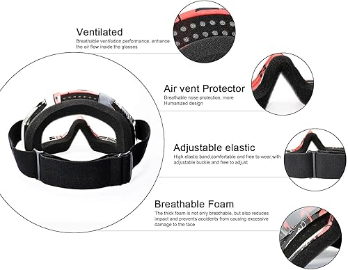 Miniatura 3 de FMY Gafas de motocross para hombres, mujeres y jóvenes, antiarañazos, a prueba de polvo, UV400 ATV