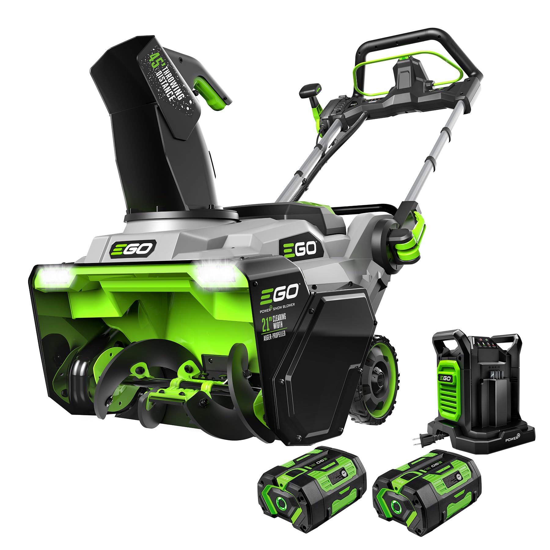 EGO POWER+ 21" Electric Snow Blower, Cordless Auger-Propelled, Includes (2) 56 V 7.5Ah Batteries and Dual Port Charger - SNT2125AP