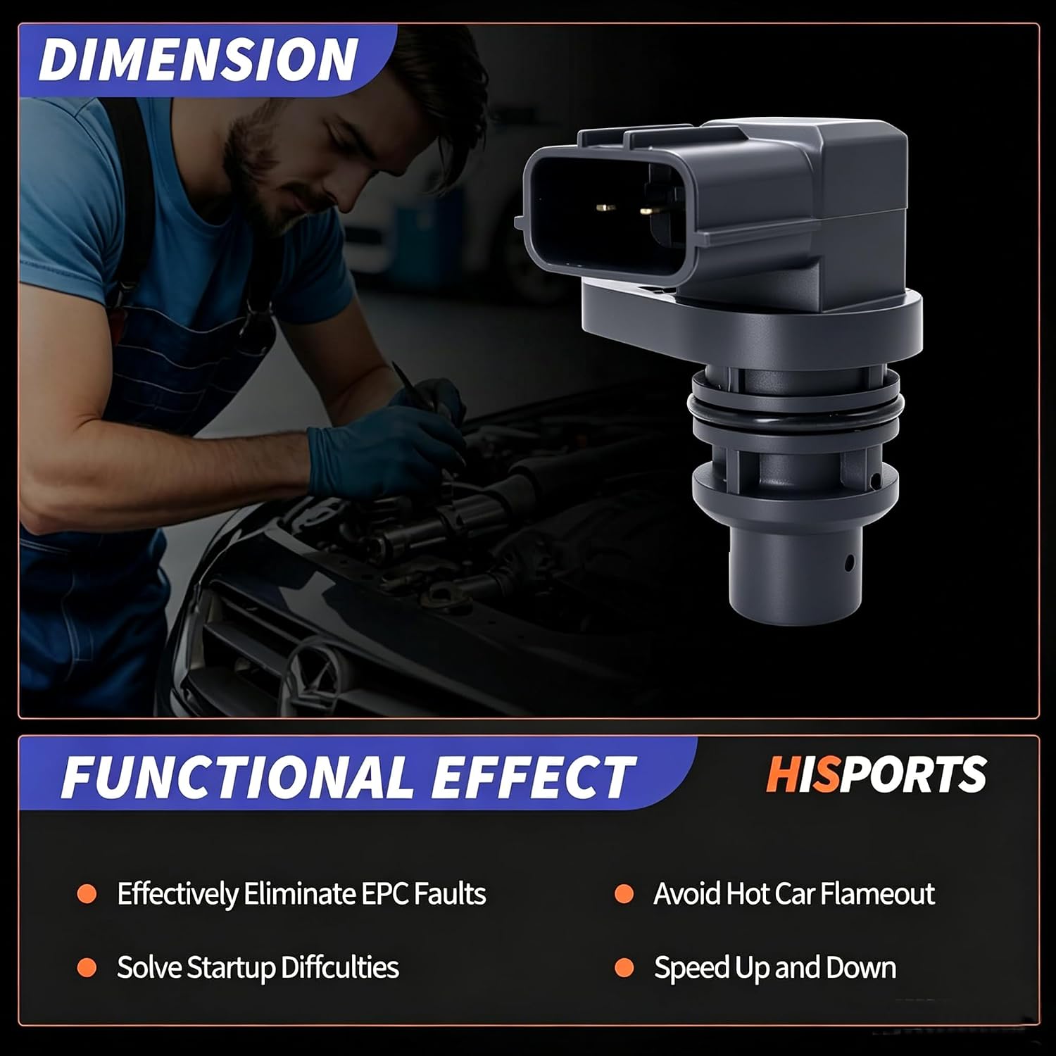 HiSport Transmission Speed Sensor - Compatible with Mazda 2 3 5 6 CX-7 Replaces FN1221551 FN1221551A SU6385 SU9767