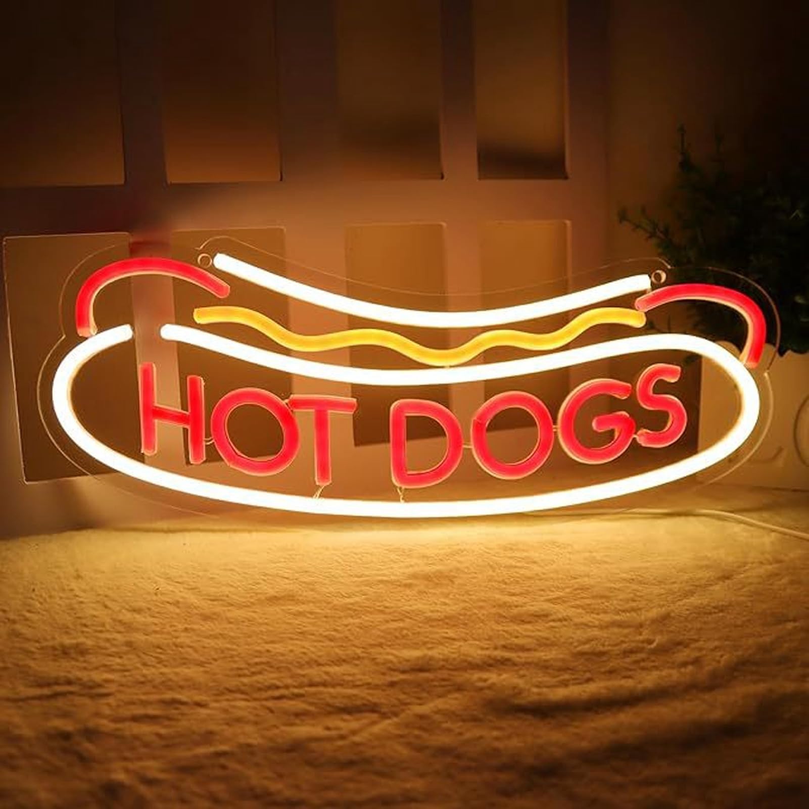 Hot Dogs Neonschild für Wandation, Hot Dogs LED Geschäftsschilder für Fast Food Läden Weihnachtsgeburtstagsfeier Geschenke LED Art Wall Hanging ative Lichter