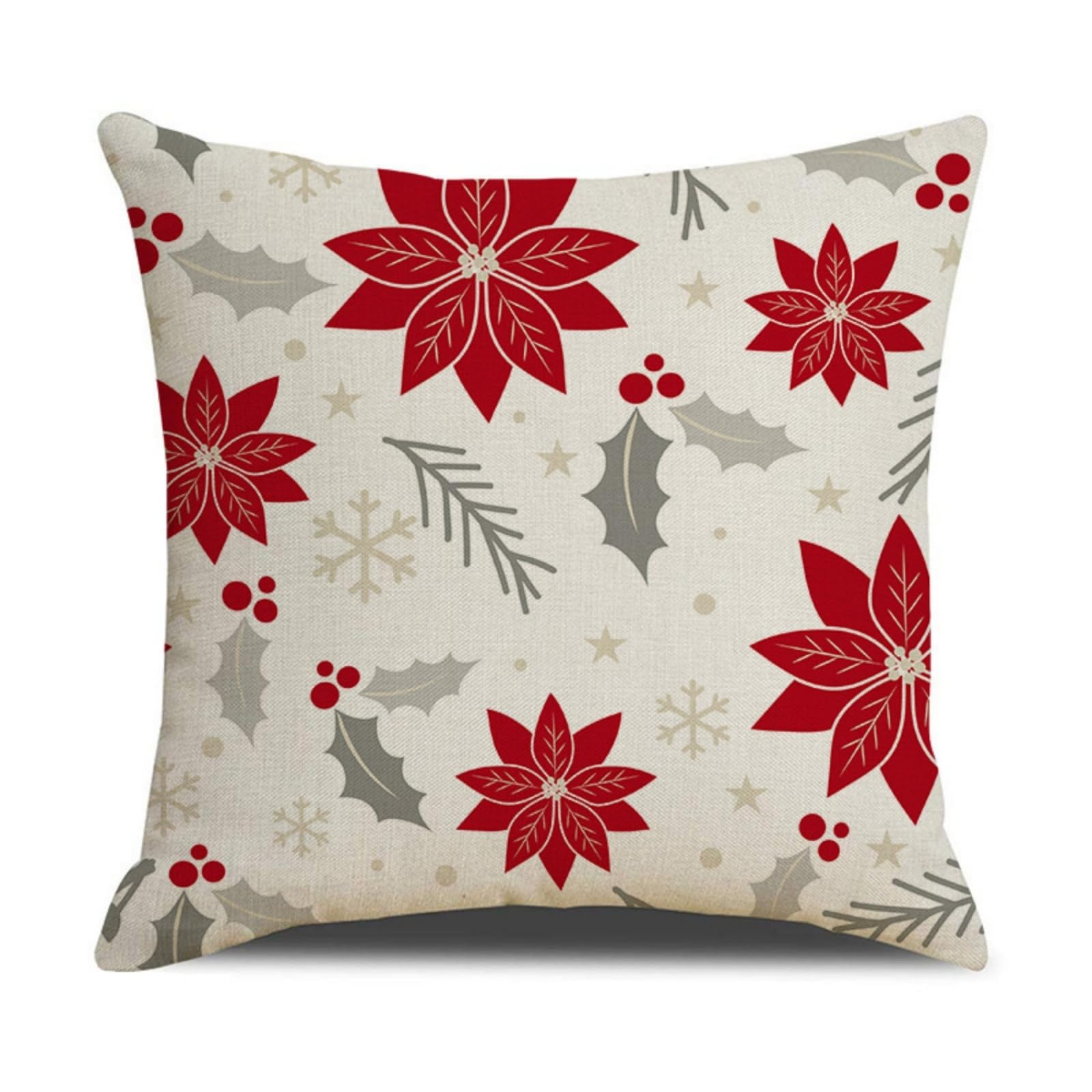 wxlmom Cushion Covers 40cm x 40cm Red Flower Pillowcase Invisible Zipper
