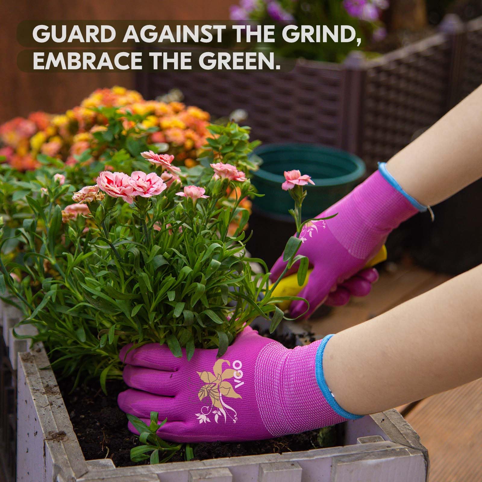 VGO 3 works Women’s Gardening Gloves - Non-Slip Nitrile Coated, Machine Washable & Breathable for Outdoor,DIY, Ranch,Camping - Image 3