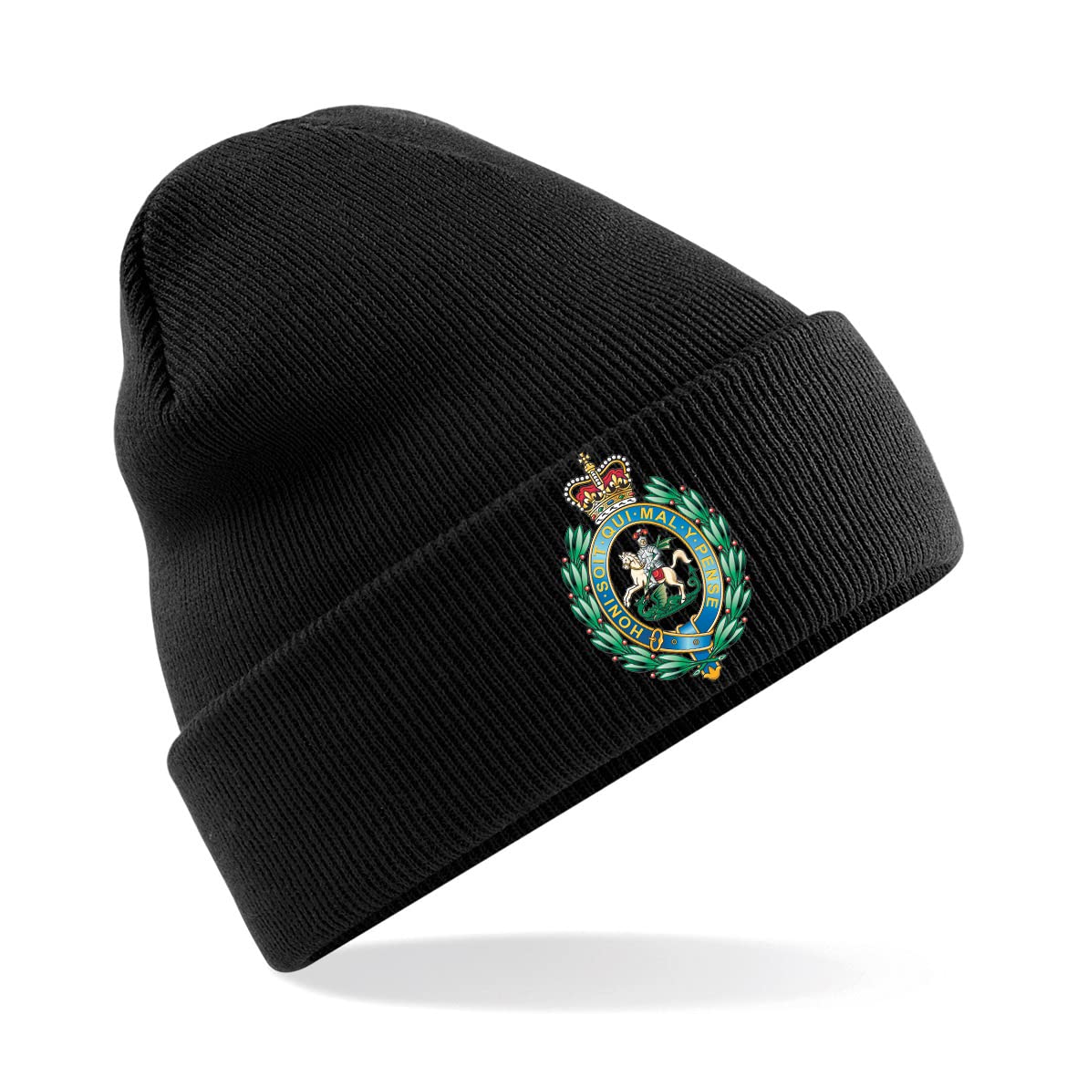 Psave Men's Nero Royal Regit Of Fusiliers Insignia Premium Embroidered Beanie Hat, Bob Hat British Army Military (Black)