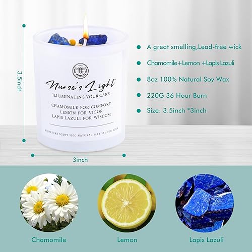 Miniatura 4 de Vela ligera para enfermeras, regalos de enfermera para mujeres, regalo de agradecimiento para enfermera, manzanilla reconfortante y limón vigoroso,