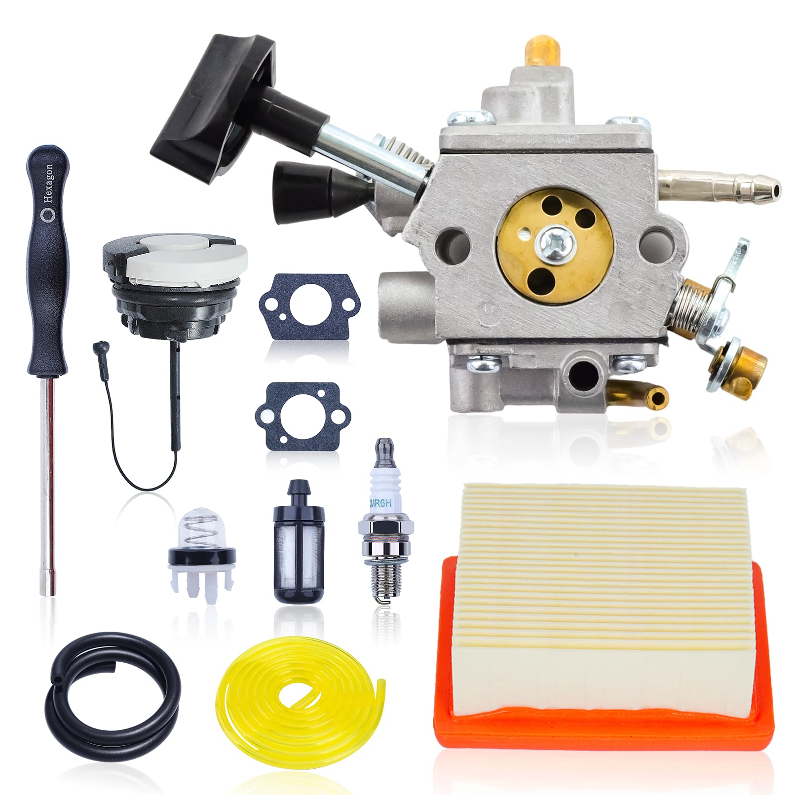 Kit Carburatore per Stihl BR800,Elemento Filtrante per Douffleur per BR800X,BR800C,BR 800 C-E Magnum,con Attrezzo di Regolazione, Serbatoio, Filtro Carburatore, Pompa Carburante, Candela 4283-120-0601