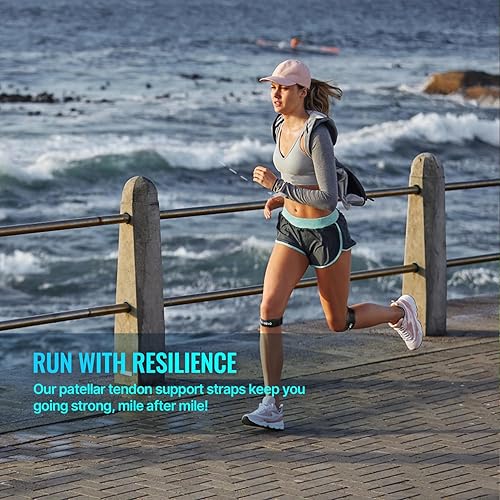 Miniatura 8 de Correa para la rodilla soporte para tendón de rótula paquete de 2 soportes de rodilla para aliviar el dolor para hombres, mujeres y jóvenes, todos