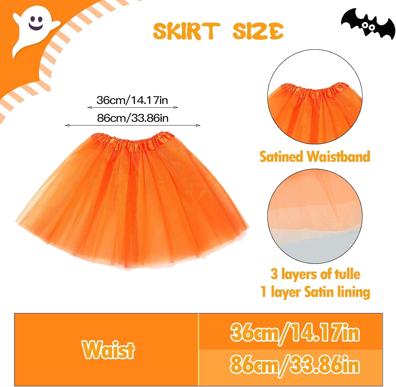 6 Pcs Orange Costume Accessories Set Yellow Mustache and Eyebrows T Shirt Skirt Gloves Headband for Women - Image 4