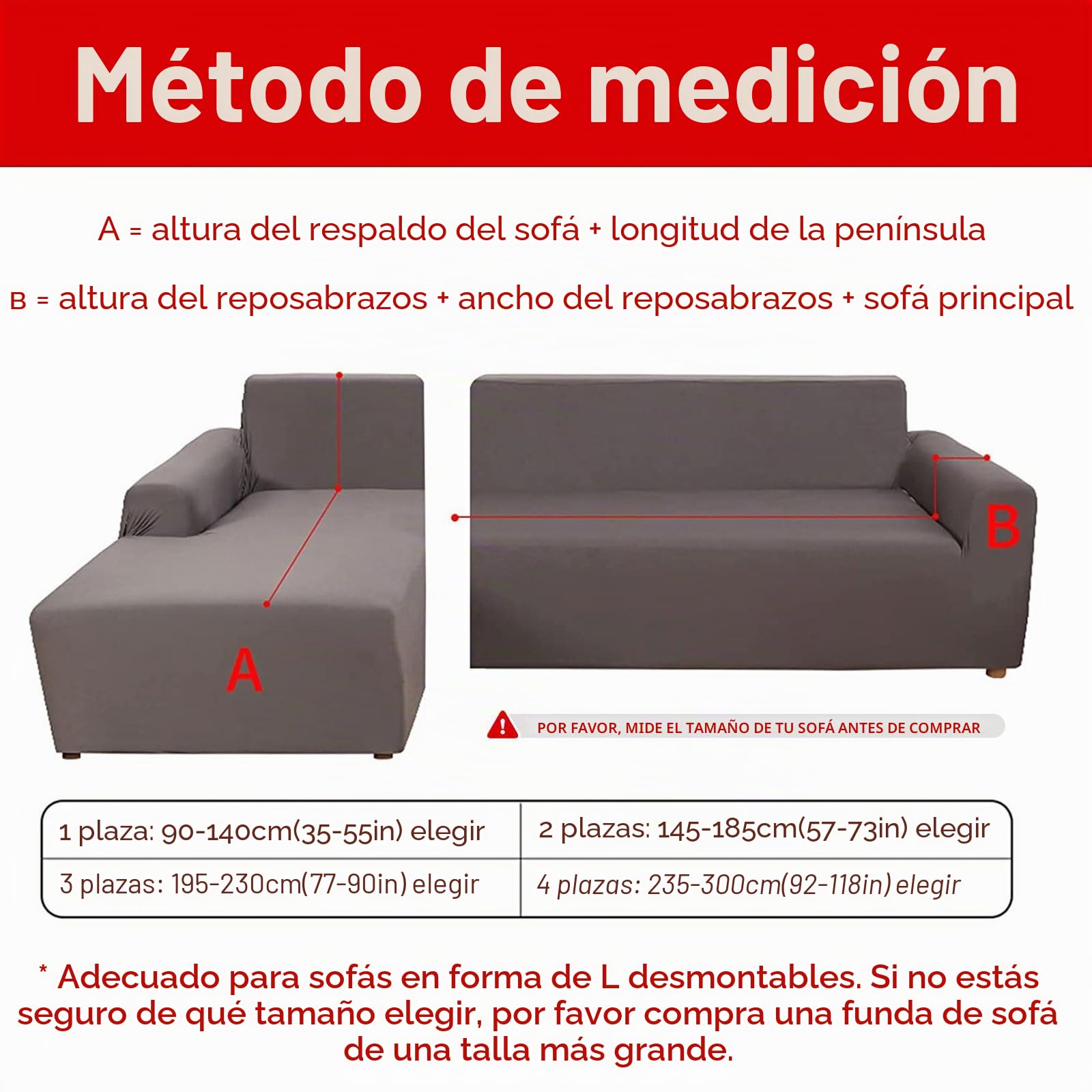 Jaotto Fundas para Sofás Chaise Longue Elásticas,Cubre Fundas de Sofá Cheslong Brazo Largo Derecho Ajustables de Forma L Extraíbles Lavables,Fundas Protectora para Sofa(1 Plaza+2 Plazas,Gris Azul)