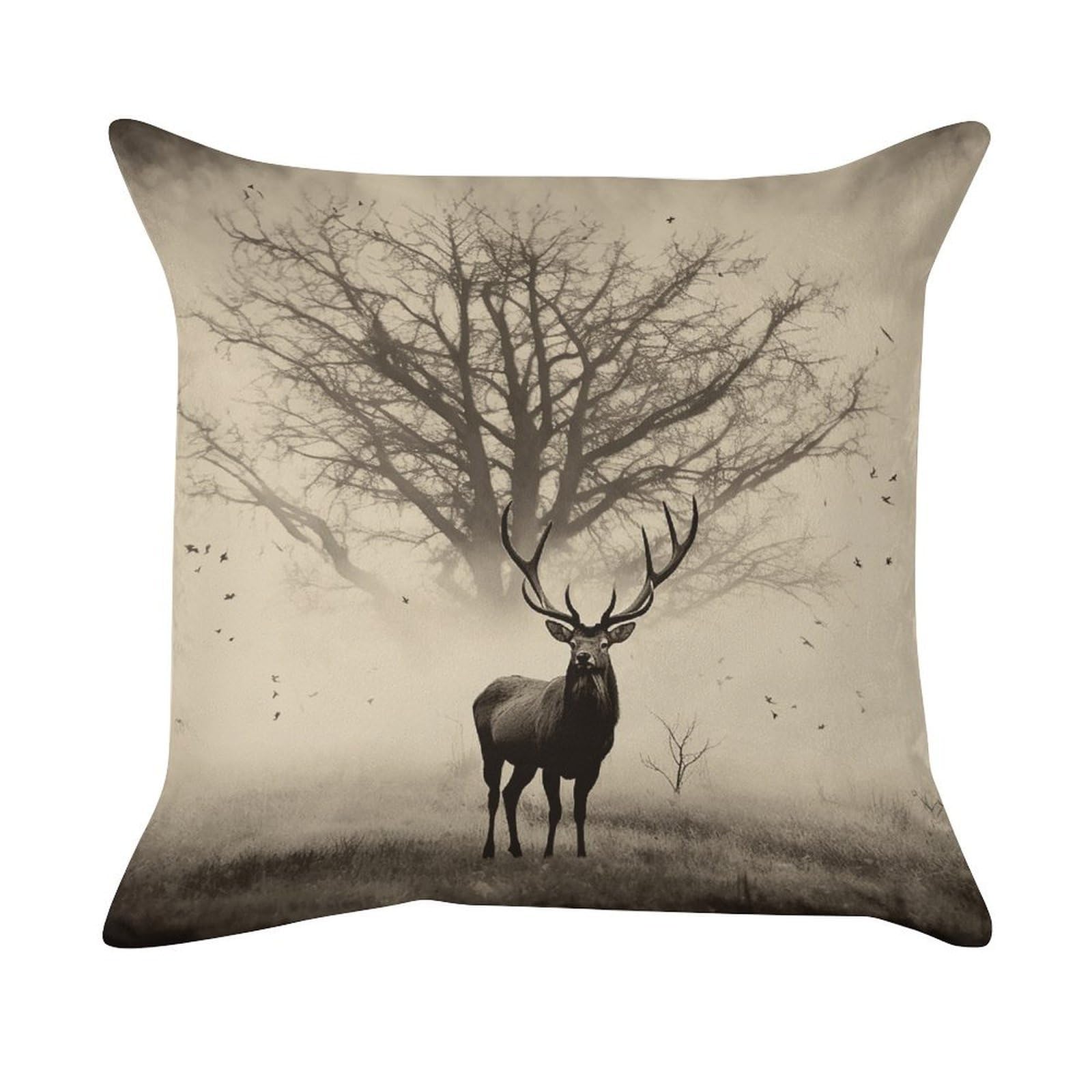 FekiLoot Abstract Tree Elk Picture Pillow Covers Luxury Velvet Square Pillowcases Throw Pillows Case with Invisible Zipper Decorative Velvet Cushion Covers Ultra Soft Lumbar Pillow Shells