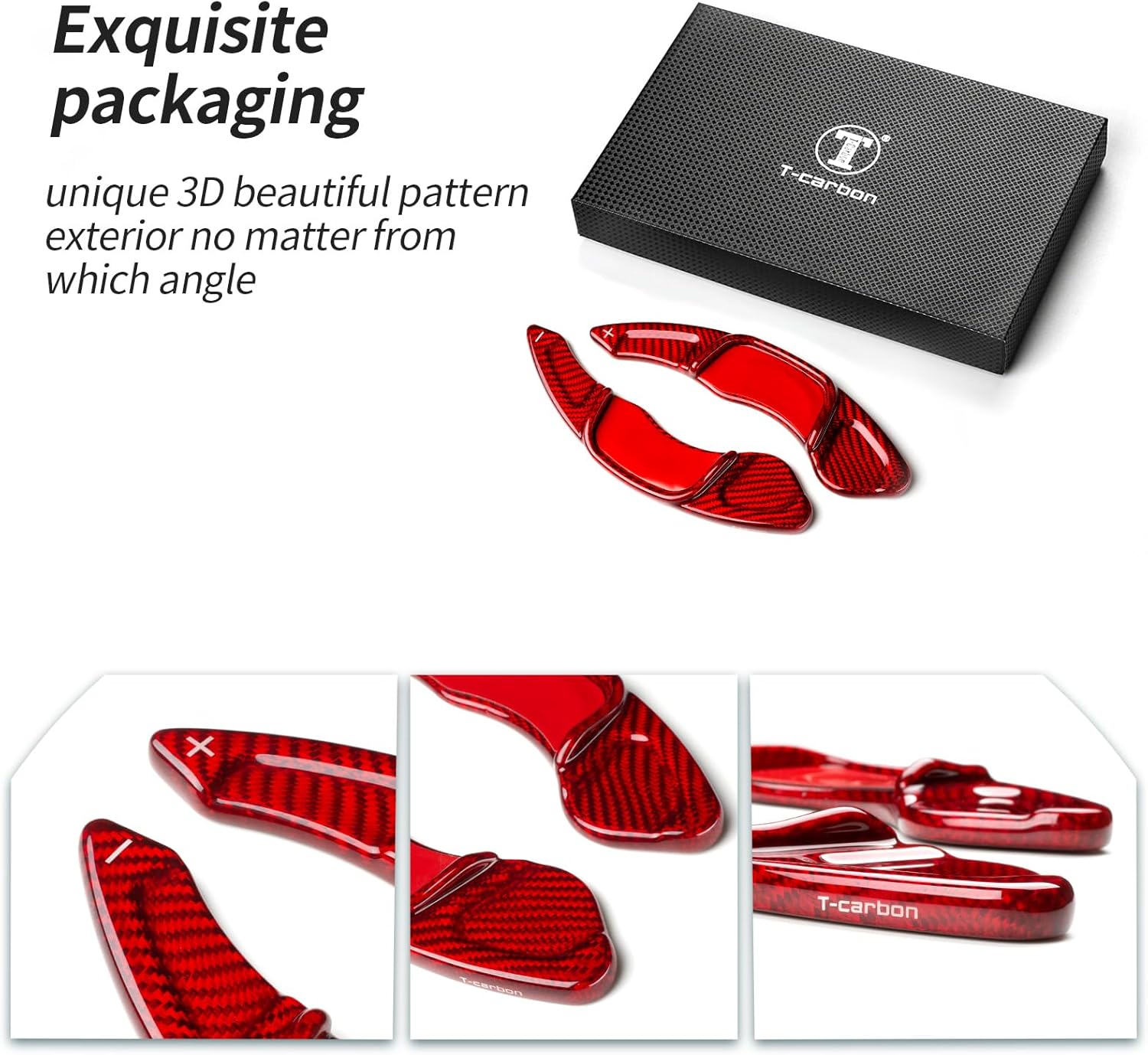 T-carbon Paddle Shifter Extensions Fits Volkswagen MK 7 Golf 7 Golf-R Scirocco GTI R-line 2015-2021;Glass Fiber Steering Wheel Shifter Paddle Cover Trim Fits Sagitar GLI Lamando GTS Polo Accessories