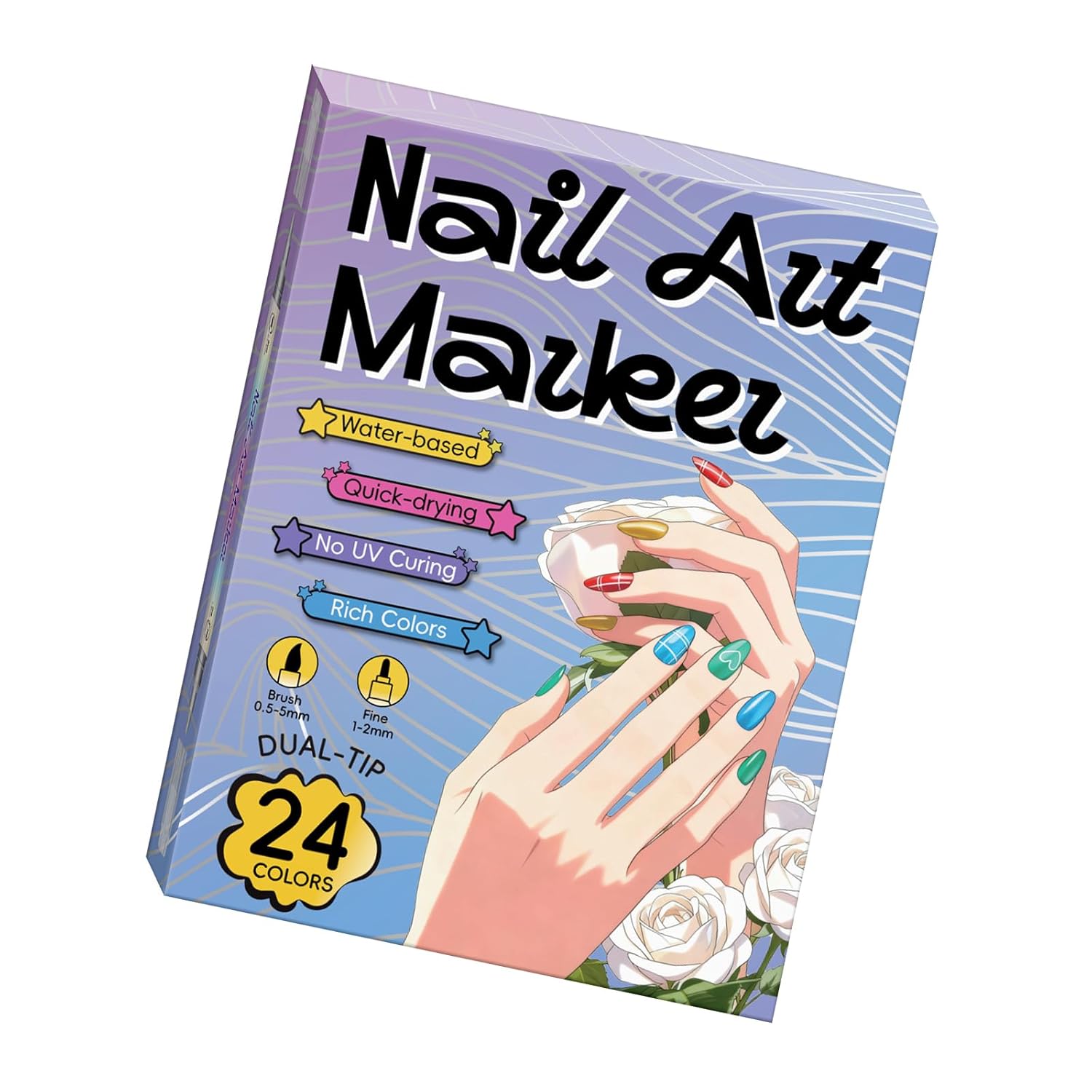1Set Fine Tip Nails Art Pens for Detailed Designs Quick Drying Color Ergonomic Grip Tool Precisions Nails Art Pen
