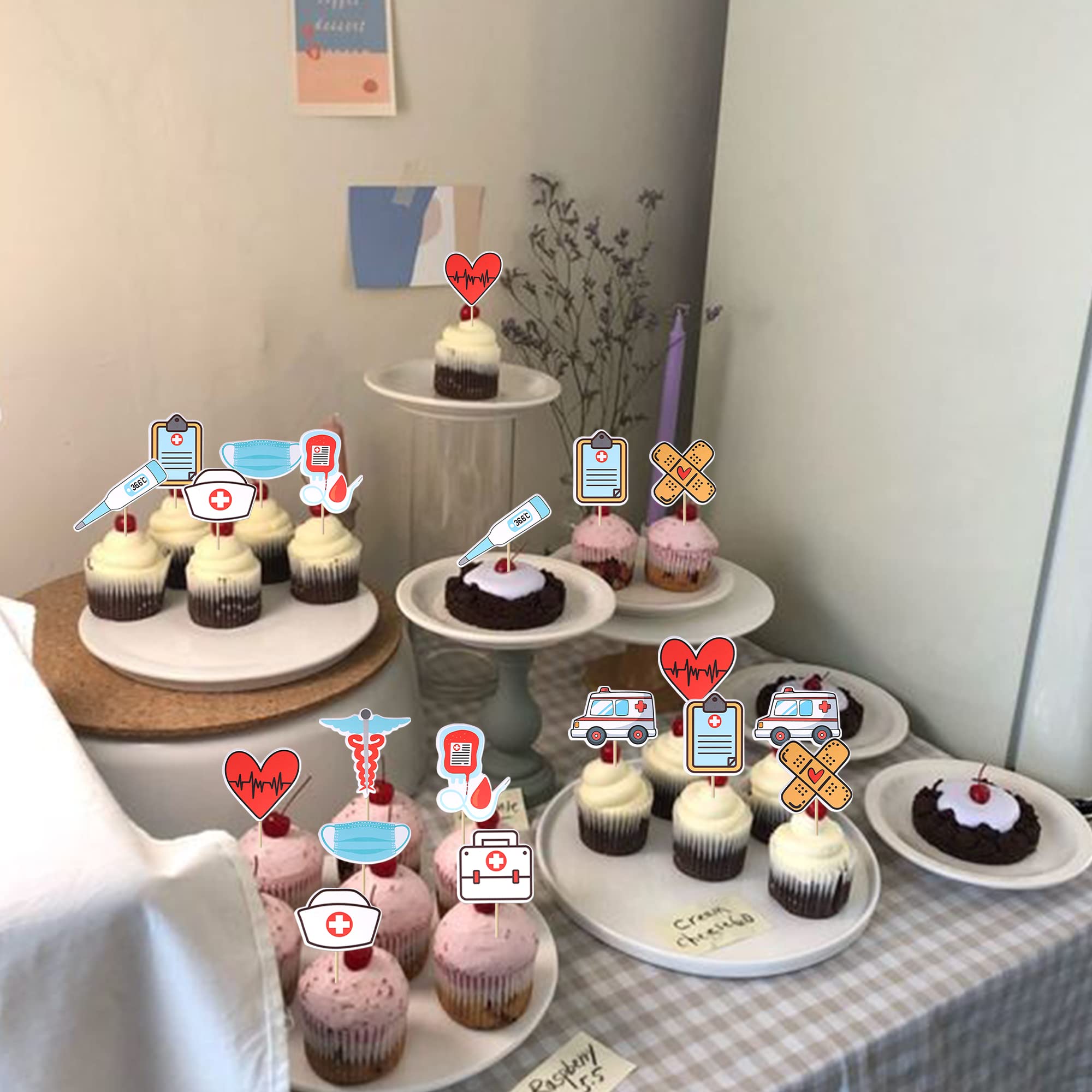 Gyufise 36 Topper Per Cupcake A Tema Infermieristico – Decorazioni Per Torte Di Laurea E Festa Per Infermieri - 3