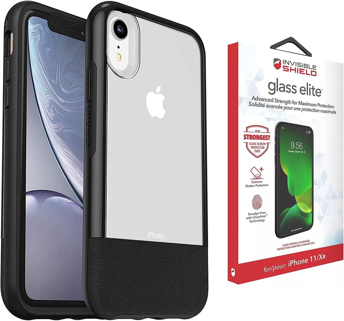 Statement Series for iPhone XR Case with ZAGG Screen Protector, Extreme Shatter Protection - Bundle - (Clear/Black)