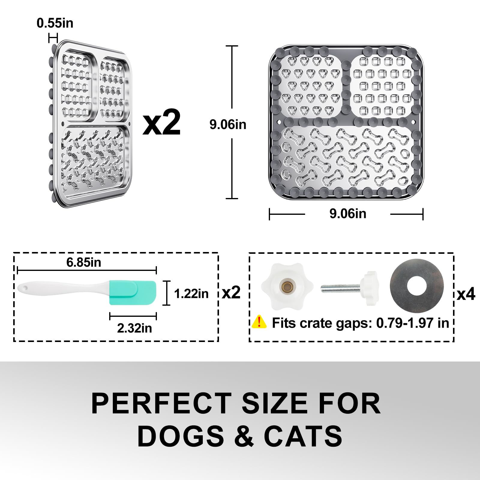 Kactoily Große Leckmatte aus Edelstahl für Hunde (2er-Pack)