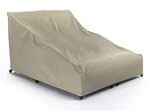 Covermates Outdoor Double Chaise Lounge Cover - Water Resistant Polyester, Drawcord Hem, Mesh Vents, Seating and Chair Covers, 58W x 78D x 34H, Khaki