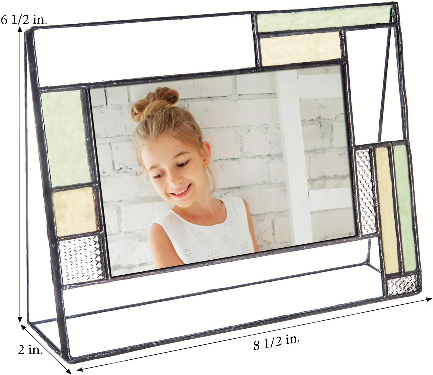 First Communion Gifts For Girls Or Boys Personalized Picture Frame Custom Engraved Glass 4x6 Horizontal Photo Green And Antique Yellow J Devlin Pic 430-46H EP575
