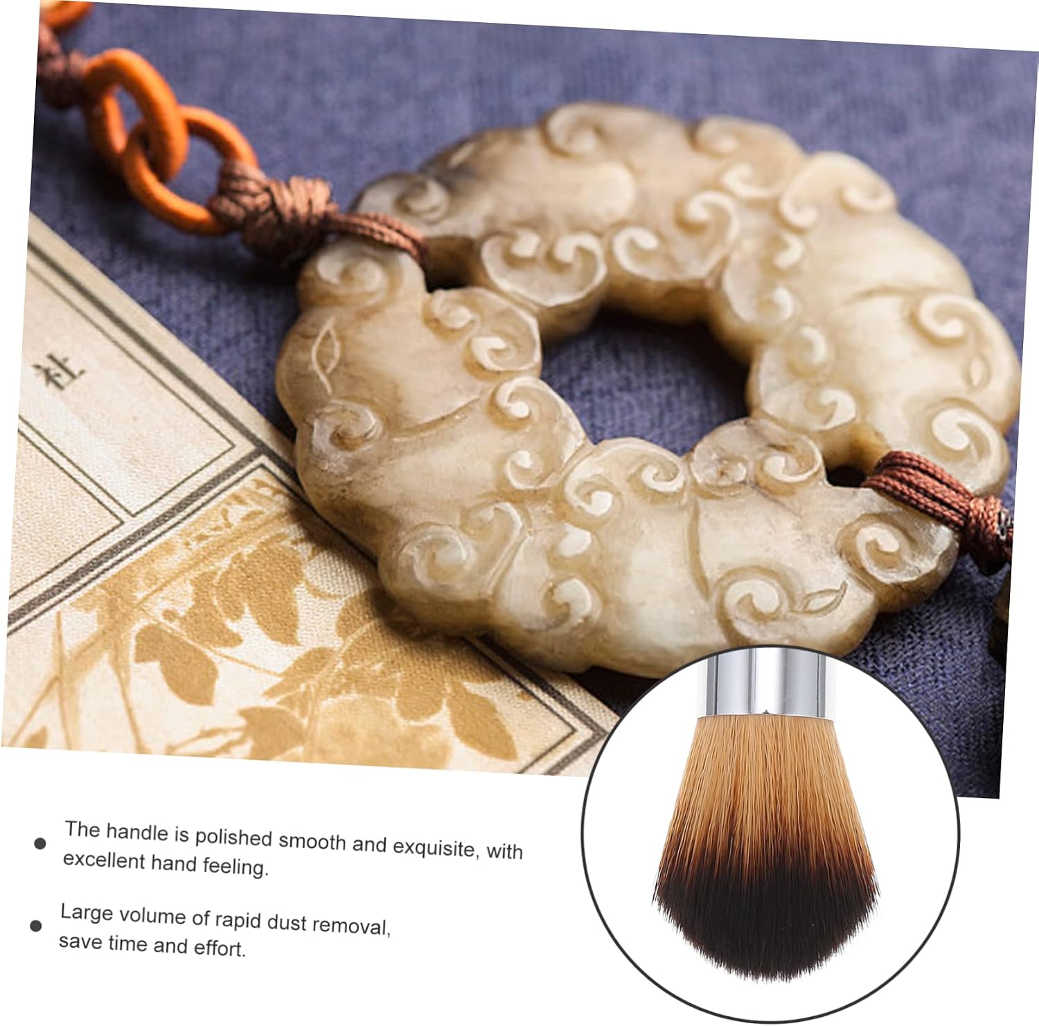 Lurrose Jade Ware Cleaning Brush Wooden Handle Dust Brush with Soft Bristles for Musical Instruments Gentle Care for Strings Crafts and Delicate Surfaces 6.10 in