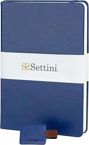 Miniatura 1 de SETTINI Diario de escritura A5, tapa dura de cuero vegano, páginas rayadas de 4.23 ozm, cuaderno profesional lazo para bolígrafo y caja de regalo