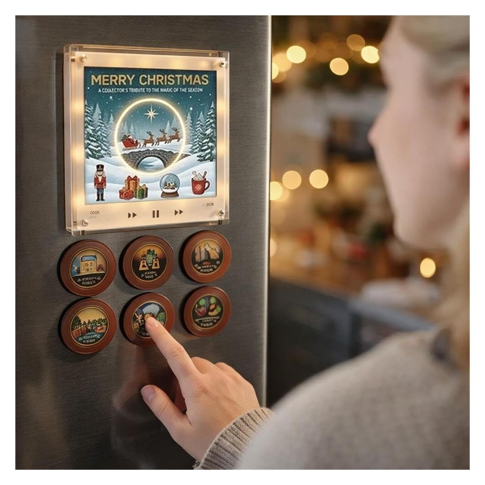 Aimants de Musique de Noël pour réfrigérateur avec 9 disques, Cadeau