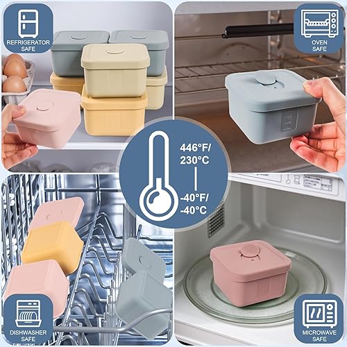 Miniatura 4 de 4 recipientes de silicona de 10 onzas con tapas, recipientes de silicona para almacenamiento de alimentos, contenedor de aperitivos para bebés,