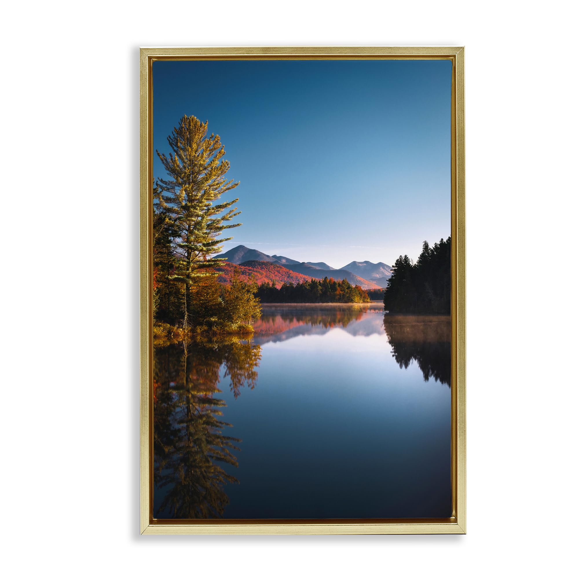 Stupell Industries Metallic Gold (Matte) 'Autumn Morning Wilderness'| Floating Frame Canvas Art