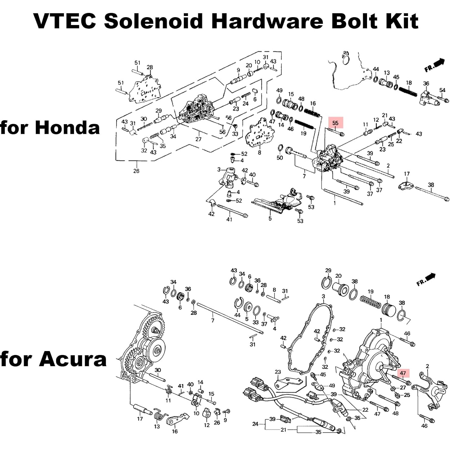 VTEC Solenoid Hardware Bolt Kit for Honda Acura K20 K24 Engines, OEM Replacement 95701-06055-08, Heat-Resistant Steel, Set of 3