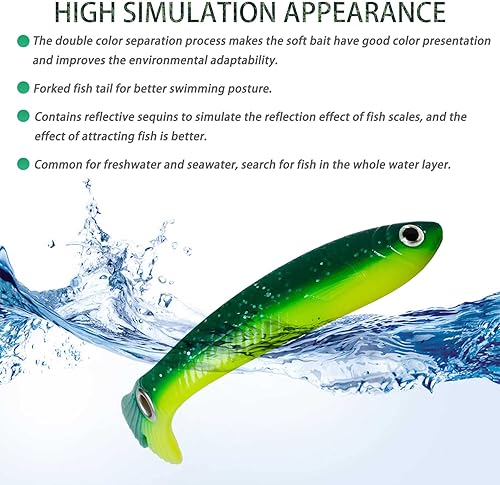 Miniatura 4 de 10 señuelos de pesca biónicos suaves, 3.94 pulgadas, para natación, lubina, mezcla de colores, simulación, locha, cebo suave, hundimiento lento,