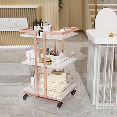 Miniatura 2 de Carrito de esteticista con ruedas, carrito rodante para salón de utilidad, organizador de almacenamiento móvil para belleza, spa, cosmetología,