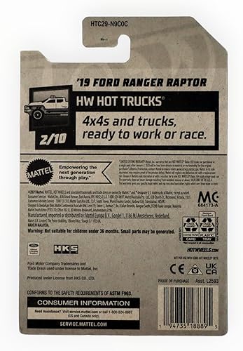 Miniatura 2 de Hot Wheels '19 Ford Ranger Raptor, HW Hot Trucks 210 Negro 43250