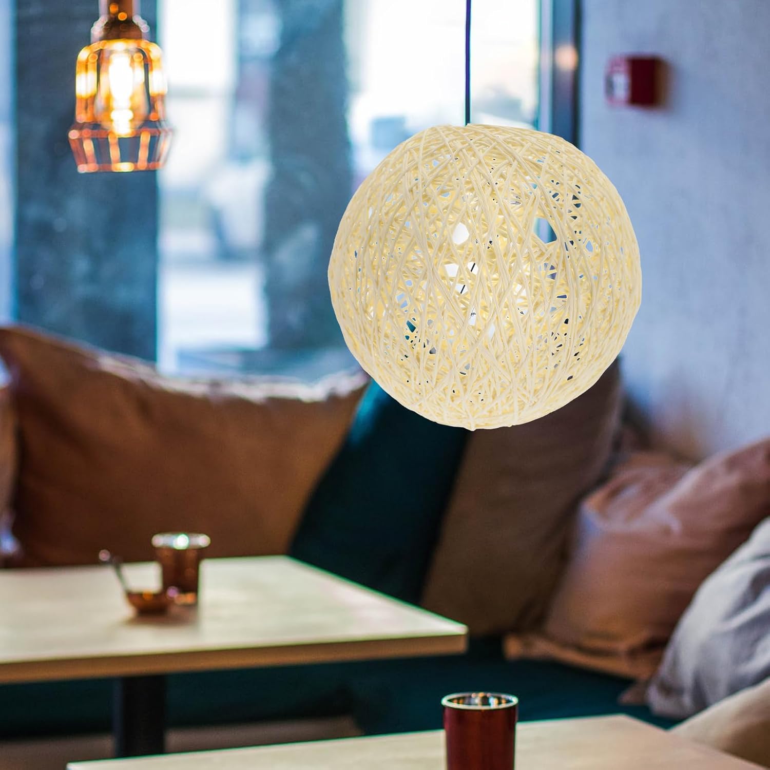 Garneck 3pcs Decorative Rattan Lampshade Creative Ceiling Light Shade for Living Room Bedroom Office Woven Design for Cozy Atmosphere Safe Material