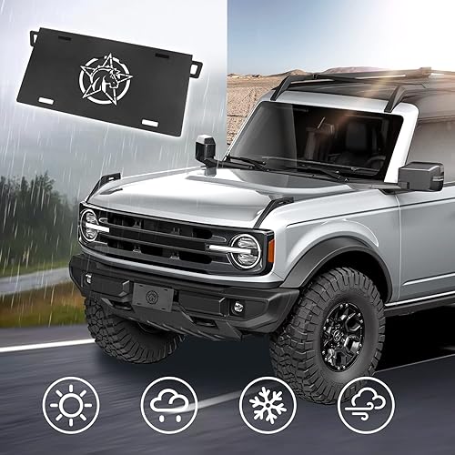Miniatura 6 de Marco de matrícula frontal de aleación de aluminio compatible con Ford Bronco 2021 2022 2023 24 puertas de 24 puertas, soporte de montaje para