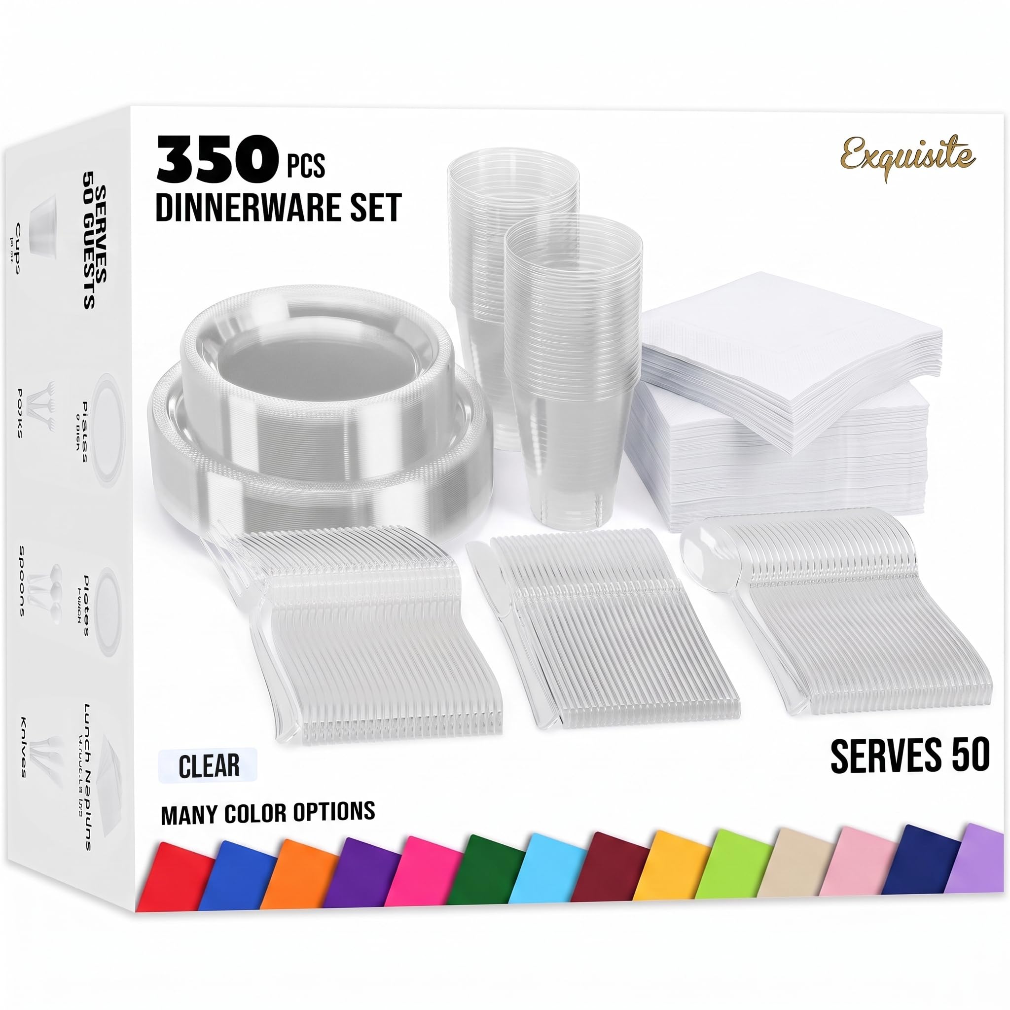 Exquisite 350 Pcs Clear Plates and Napkins Party Supplies Plate Sets