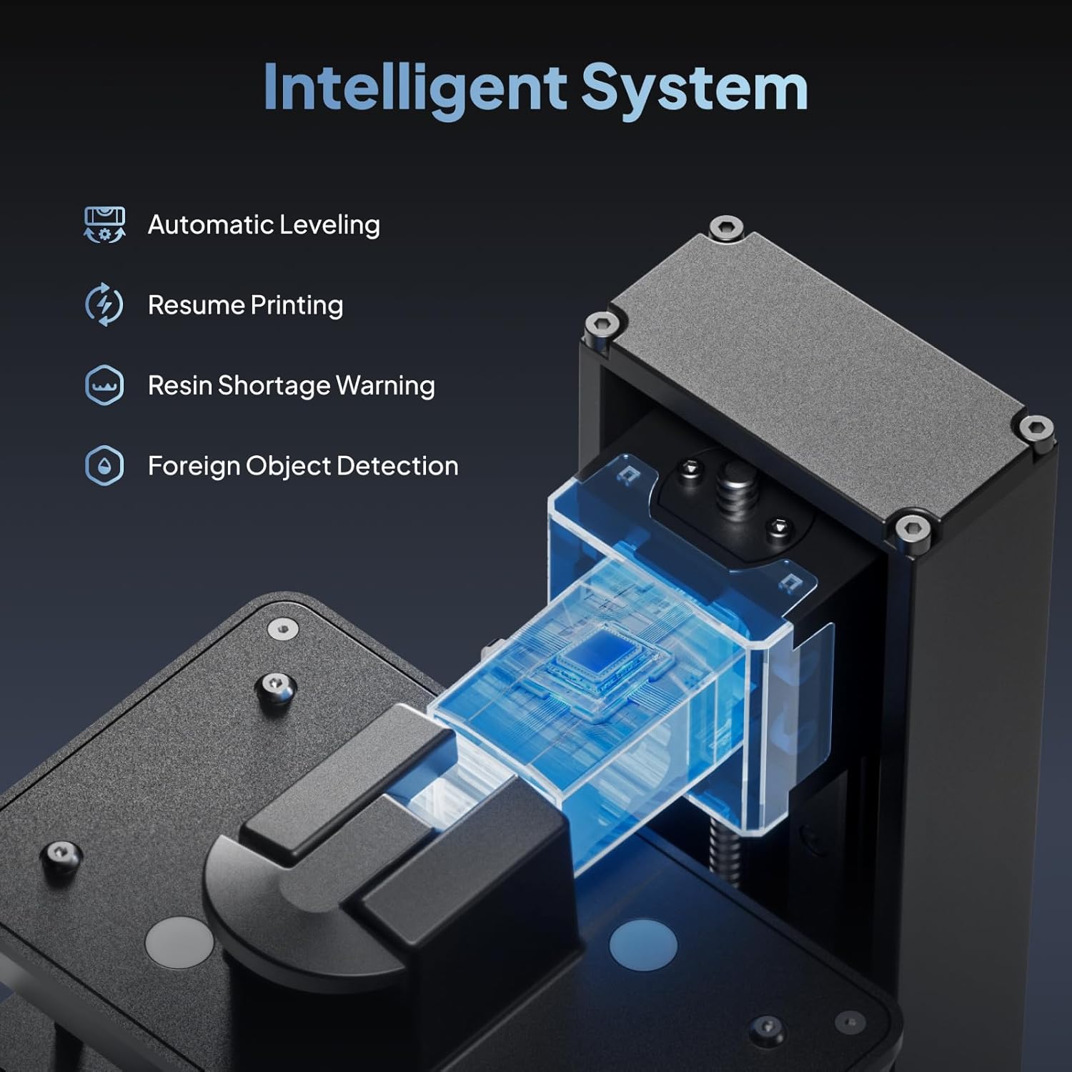 Diagram showing the intelligent system of the ELEGOO Mars 5 Ultra 3D Printer