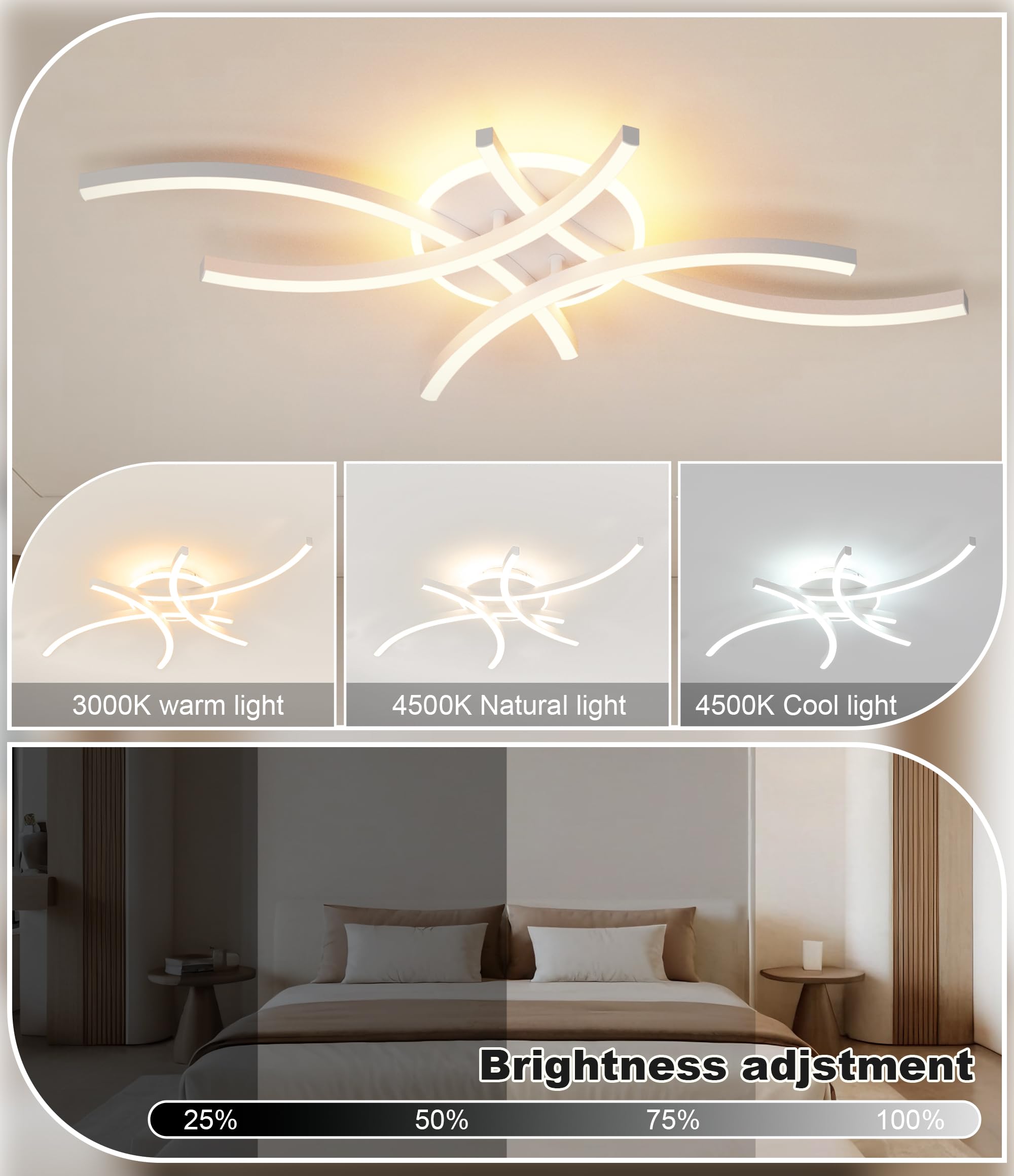 Lampa sufitowa LED do ściemniania, nowoczesny salon z funkcją pamięci 15 W Φ56 cm 3000-6000K, płatki kwiatów oświetlenie sypialni