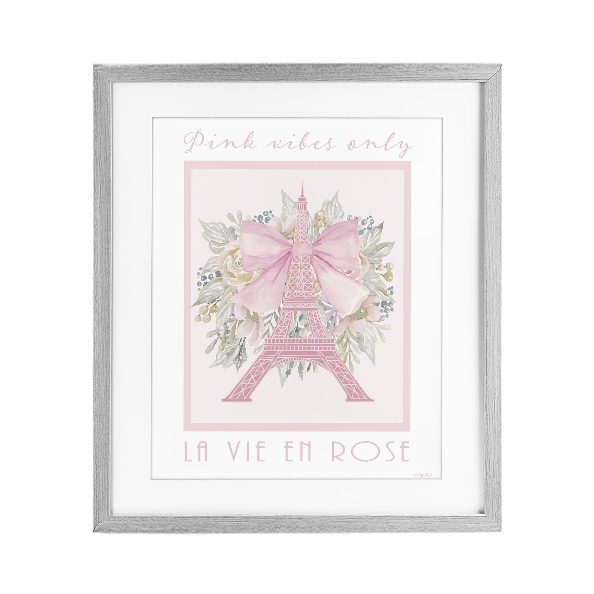Stupell Industries Farmhouse Gray (Textured) Paris Pink Vibes Floral Cityscape, 17 X 21 Inch Framed Print Under Glass