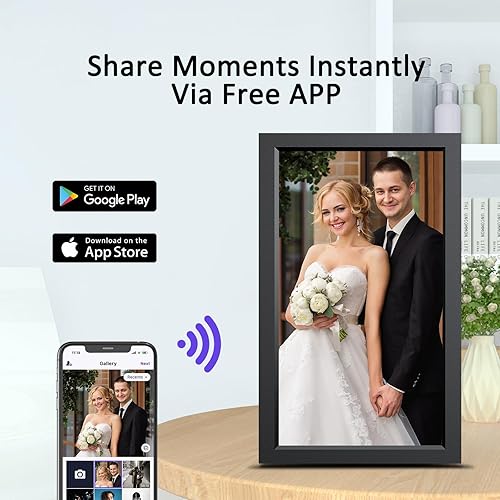 Miniatura 50 de SAMMIX Marco de fotos digital de 10.1 pulgadas, WiFi, marco de fotos digital electrónico, pantalla táctil IPS, 16 GB, mesa y montaje en pared, Negro